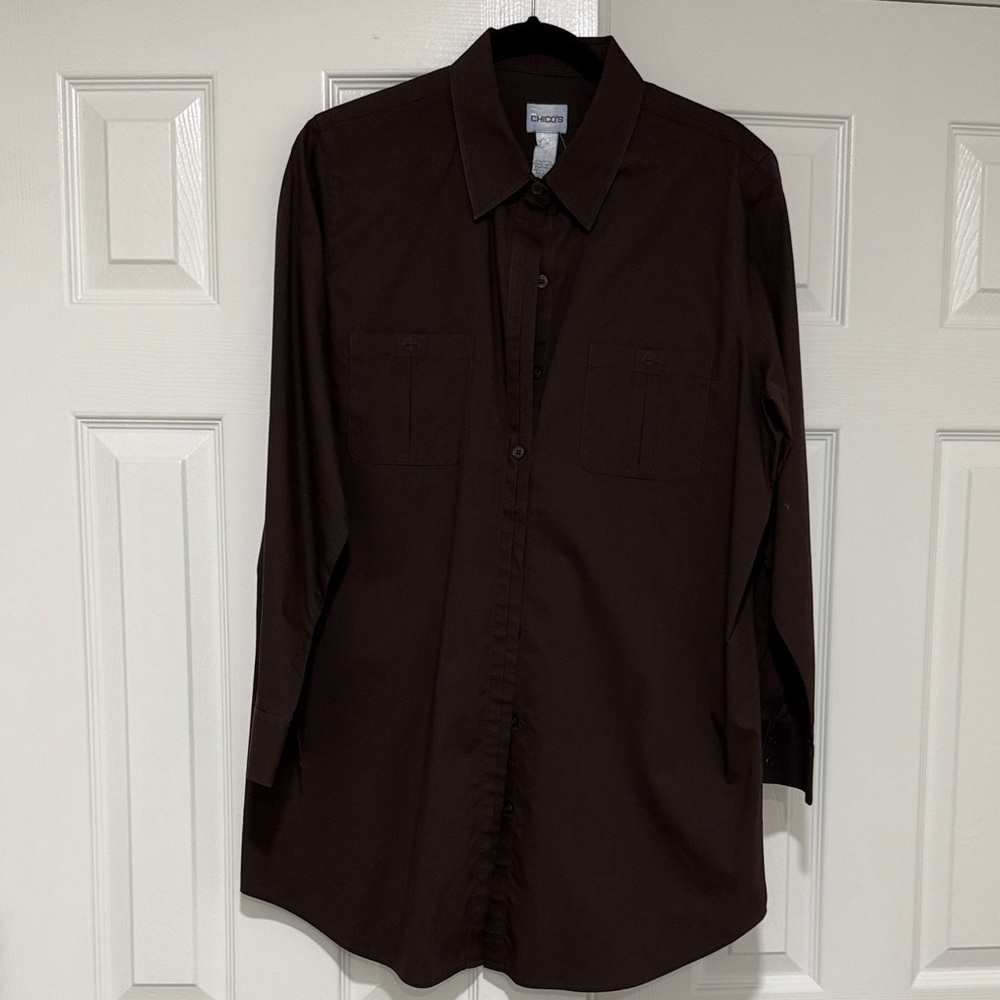 Chicos  Dark Brown Dress Shirt
